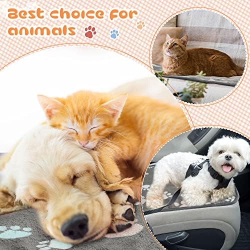 Tatuo 4 Pcs Fleece Dog Blanket for Puppy Cat, Dark Gray, 30 x 20.5 in, Paw - Image 5