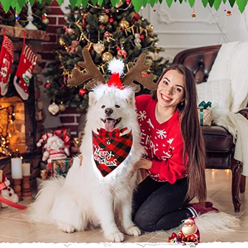 Frienda 6 Pcs Dog Christmas Reindeer Antler Bandana,Chic Style,Red - Image 7