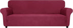 ZNSAYOTX Oversized Super Stretch Couch Cover (92"-115"), New Universal Sofa Covers Comfortable & Durable, Dog Cat Pets Friendly Extra Large Spandex Sofa Slipcovers (Wine Red, XL Sofa)