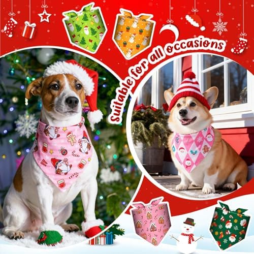 Geyoga 240 Pcs Christmas Dog Bandanas Bulk Xmas Pet Bibs Triangle Scarf - Image 4
