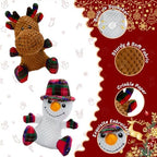 Christmas Dog Toys 2 Pack Snowman Reindeer Plush Squeaky for Small Dogs - Image 4