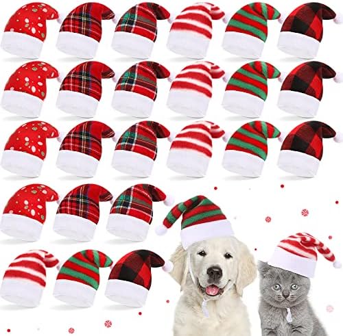Sanwuta 24 Pcs Pet Santa Hat for Dogs Cats Christmas Costume,Mixed by Sanwuta