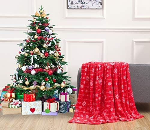 Elegant Comfort Luxury Velvet Super Soft Christmas Prints Fleece Blanket-Holiday Theme Home Décor Fuzzy Warm and Cozy Throws for Winter Bedding, Couch and Gift, 50 x 60 inch, Snowflakes - Image 2