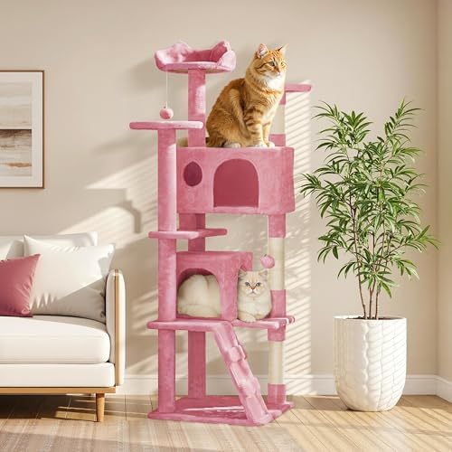 Yaheetech 62in Cat Tree Tower, Double Condo, Multi Platforms, Scratch Posts - Image 2