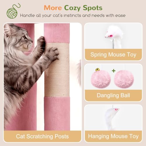 Globlazer Cat Tree Tower for Indoor Cats Large Adult, FC50, Pink - Image 6