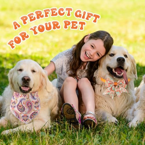 Reginary 120 Pcs Paisley Dog Bandanas Bulk Dog Bows Set Bow Ties Cat Scarf Colorful Washable Triangle Pet Kerchief Cute Bib for Summer Small Medium Large Pets Grooming Accessories Costume - Image 5