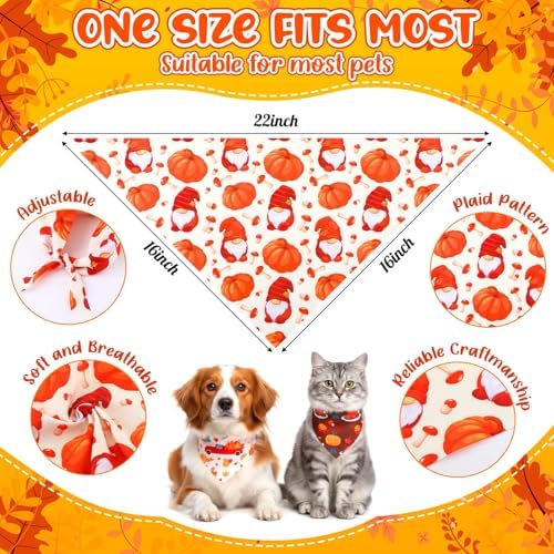 Geyoga 240 Pcs Fall Dog Bandanas Bulk, Thanksgiving Pet Bandanas - Image 2