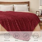 BEDELITE 3D Checked Burgundy Fleece Throw Blanket for Couch, 50x60 Inches - Image 6