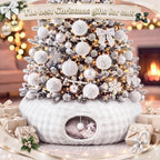 Christmas Tree Cat Tunnel 36 in Donut Bed, White, Bubble Fleec, Fluffy - Image 6