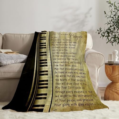 Piano Music Blanket Musician Prayer Throw Blankets Piano Keys Decor Stuff Cozy Flannel Fleece Soft Plush Fuzzy Warm Lightweight Bedding Gifts for Women Girls Kids 80"X60" - Image 2