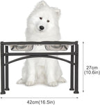 Elevated Dog Bowls Raised Pet Feeder Cat Food Water Diner Stand Set | W/ 2 Removable Stainless Steel Bowls for Medium-Sized Dogs 10.62" in Height Protect Your Pets' Spine