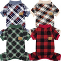 XPUDAC 4 Pack Dog Pajamas for Large Dogs Cats Plaid Doggie Clothes Puppy Onesies Christmas Pajamas Jumpsuits Pet Pjs Shirt Apparel 5X-Large, Red Green Beige Grey by XPUDAC