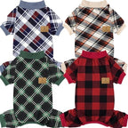 XPUDAC 4 Pack Dog Pajamas for Large Dogs Cats Plaid Doggie Clothes Puppy Onesies Christmas Pajamas Jumpsuits Pet Pjs Shirt Apparel 5X-Large, Red Green Beige Grey by XPUDAC