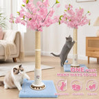 Fantasreen Pink Flower Scratching Post 35'' with Interactive Toys for Indoor Cats - Image 4