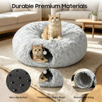 Cat Tunnel Bed for Indoor Cats, Peekaboo Cat Cave Donut Bed & Play Tunnel - Image 2