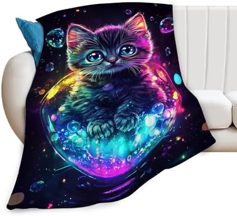 Cat Throw Blanket Cat Stuff Gifts for Kids Girls Boys Adults Women Man Soft Cozy Warm Plush Fluffy Fuzzy Fleece Blanket Decor 60''X80'' - Image 7