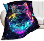 Cat Throw Blanket Cat Stuff Gifts for Kids Girls Boys Adults Women Man Soft Cozy Warm Plush Fluffy Fuzzy Fleece Blanket Decor 50''X60'' - Image 6
