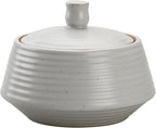 Kitchen Canisters Ceramic Storage Jar with Silicone Airtight Lid Low White | Retro Style High Quality Ceramic Food Storage Jar Roud Shape for Tea, Coffee, Nuts, Herb, Spice, Sugar