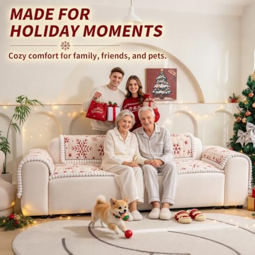 Christmas Couch Cover, Christmas Plush Sofa Cover for Dog Pet 1PC - Image 3