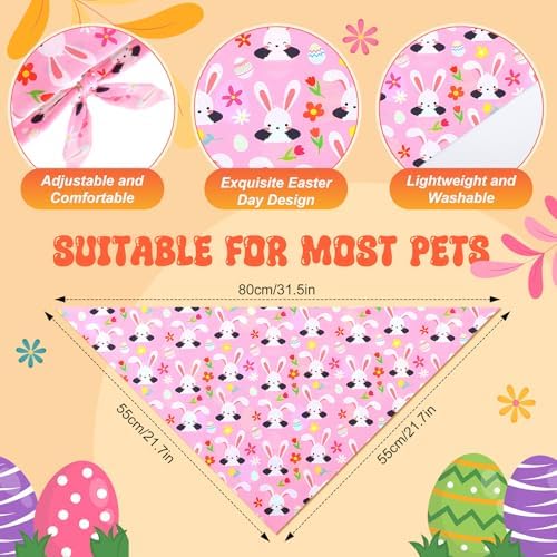 Preboun 50 Pcs Easter Dog Bandanas Bulk Bunny Dog Bandanas for Dogs Triangle Kerchief Bibs Scarf Set for Pet Costume Photo Props Accessories Pet Shops Adoption Events, 25 Styles(31.5 x 21.7 x 21.7) - Image 3