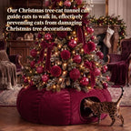 Christmas Tree Cat Tunnel 36 in Donut Bed, Burgundy, Velvet, Fluffy - Image 4