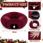 Christmas Tree Cat Tunnel 36 in Donut Bed, Burgundy, Velvet, Fluffy - Image 2