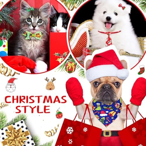 Sadnyy 86 Pcs Christmas Dog Bows Bandanas Neckties Bowties Hairpins Pets - Image 5