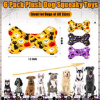 6 Pack Halloween Dog Squeaky Bone Toys Halloween Plush Interactive Dog Pets Birthday Bone Shape Stuffed Chew Toys for Puppy Small Medium Large Squeak Toss Play - Image 2