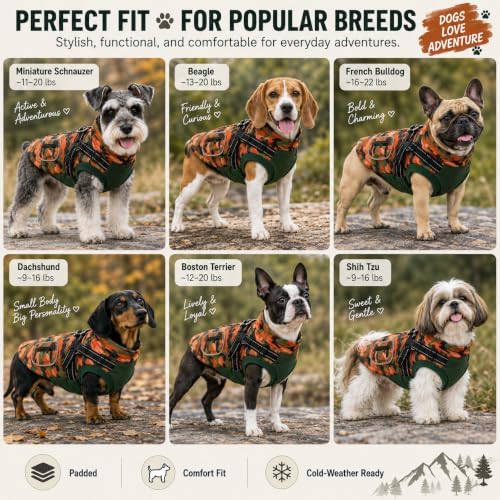 Dog Winter Coat for Large Dogs with Harness, Orange Camo, 2XL - Image 6