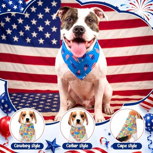 Geyoga 240 Pcs 4th of July Dog Bandanas Bulk Patriotic Pet Bandanas - Image 4