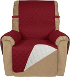 PureFit Reversible Recliner Chair Covers Couch Covers for Dogs, 19 in | Red/Ivory, Water Resistant Couch Protector, Washable Pet Couch Cover with Non Slip and Elastic Straps For Kids