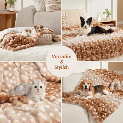 COZY KISS Deer Print Blanket, Faux Fur Dog Blanket for Christmas, 50"x60" - Image 6