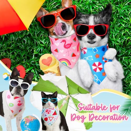 Preboun 50 Pcs Summer Bandanas Dogs Bulk Hawaiian Dog Bandanas Fruit Kerchief Set for Summer Puppy Small Medium Large Pets Costume Accessories (31. 5 x 21. 7 x 21. 7 Inch) - Image 4