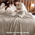 Bedsure Extra Soft Large Fleece Blanket for Bed Beige 120"x120" - Image 5