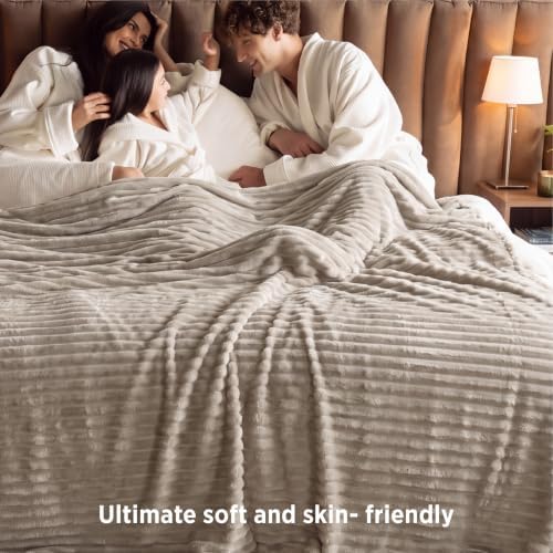 Bedsure Extra Soft Large Fleece Blanket for Bed Beige 120"x120" - Image 5