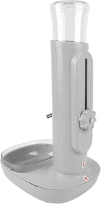 Pet Standing Water Dispenser Cat Dog Standing Bowl with Detachable Pole Automatically Feeding Water Height Adjustable for Cage, Crate (Grey)