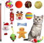 Christmas Stocking Cat Toys, 12PCS Xmas Cat Toy Set with Mouse, Squeaky Toys, Balls, Cat Teaser, Indoor Interactive Cat Gift - Image 7