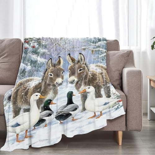 Donkey Duck Blanket for Girls Women Boys Men Adults Kids Soft Cozy Fleece Christmas Duck Throw Blankets Gifts Warm Flannel Plush Lightweight Decor for Couch Bed Sofa 80"X60" - Image 6