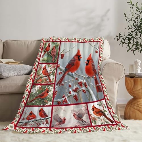 Cardinal Blanket Red Bird Throw Blanket Gifts for Women Men Boys Girls Kids Adults Super Soft Cozy Plush Fluffy Fuzzy Fleece Blanket Home Decor 60''X80'' - Image 2