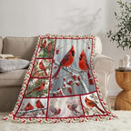 Cardinal Blanket Red Bird Throw Blanket Gifts for Women Men Boys Girls Kids Adults Super Soft Cozy Plush Fluffy Fuzzy Fleece Blanket Home Decor 60''X80'' - Image 2