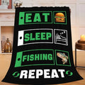 Fishing Blanket for Girls Women Boys Men Adults Kids Soft Cozy Fleece Eat Sleep Fish Hamburger Throw Blankets Fisherman Gifts Warm Flannel Plush Lightweight Decor for Couch Bed Sofa 60"X50" by Unknown