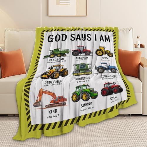 Tractor Throw Blanket Farm Tractor Stuff Gifts for Kids Girls Boys Adults Women Man Soft Cozy Warm Plush Fluffy Fuzzy Fleece Blanket Decor 60''X80'' - Image 5