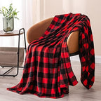 BEDELITE Christmas Fleece Throw Blanket for Couch & Bed, Red & Black. - Image 5