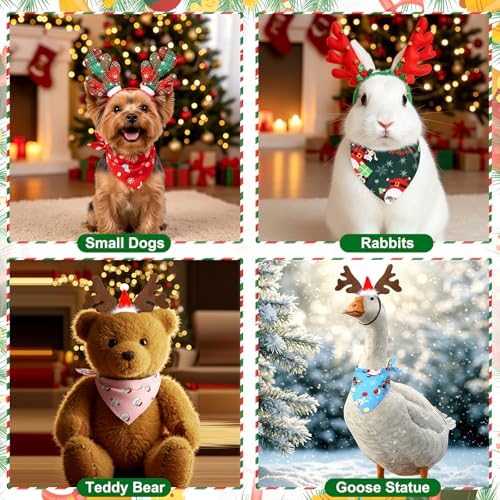 12 Pcs Christmas Pet Headband Bandana, Reindeer Headband - Image 4