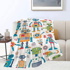 Robot Throw Blanket Cartoon Robot Machine Gifts for Kids Teens Girls Boys Adults Soft Cozy Warm Plush Fluffy Fuzzy Fleece Blanket Birthday Festival Decor 40''X50'' - Image 5