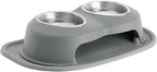 WeatherTech Double High Pet Feeding System - Elevated Dog/Cat Bowls - 4 inch High Dark Grey (DHC1604DGDG)