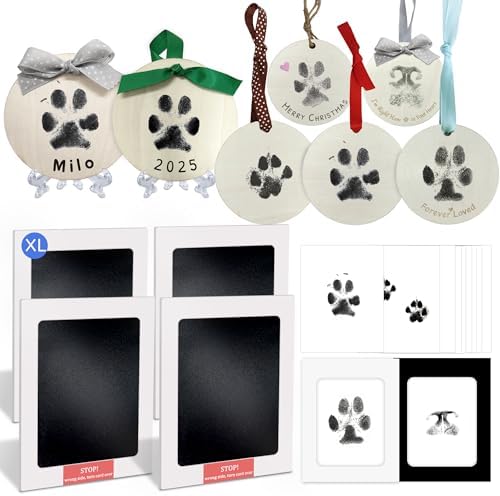 Inkless Pet Paw Print Kit,Dog Nose Print Kit,Ink Paw Print Ornament for Dogs Cats,Clean Touch Ink Pad,Mess Free,Pawprints Memorial Keepsakes,Pets Paw Print Impression Kit-XL 4 Pack by Unknown