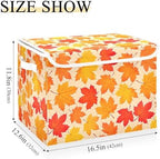 Bolaz Storage Bins with Lids and Handles, Autumn Maple Leaf Yellow Fallen Leaves Storage Box Storage Basket with Cover Collapsible Organizer Containers for Home Closet, Shelves - Image 3