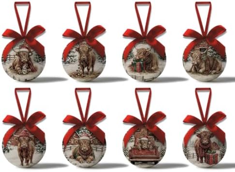 Cow Christmas Ornaments - Highland Cow Christmas Decorations Ball Ornaments Tree Decorations Hanging Balls 2.36 Inch for Xmas Tree Party Home Holiday，Xmas Gifts Set of 16Pcs by GPGHEFlags