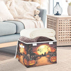 Bolaz Storage Bins with Lids and Handles,Halloween Night Pumpkin Skull Storage Box Storage Basket with Cover Collapsible Organizer Containers for Home Closet, Shelves - Image 5